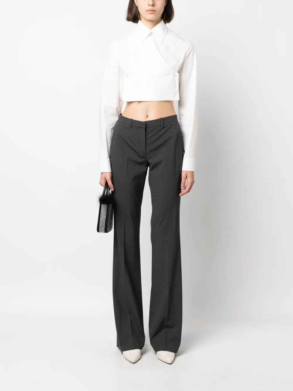 Wool-Blend Flared Trousers