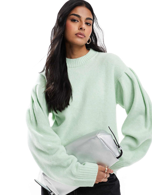 Volume Sleeve Crew Neck Jumper