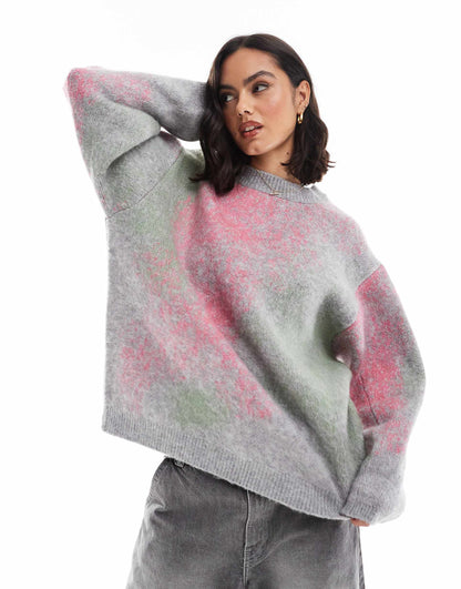 Brushed Pattern Oversized Jumper