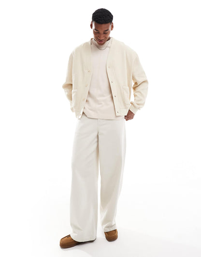 Oversized Boxy Waffle Textured Cardigan