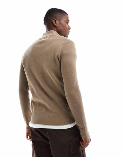 Ribbed Half Zip Jumper