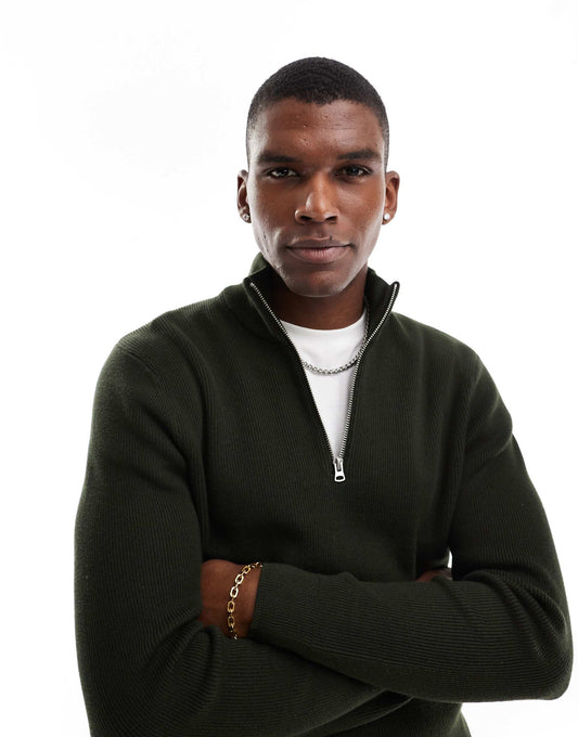 Ribbed Half Zip Jumper