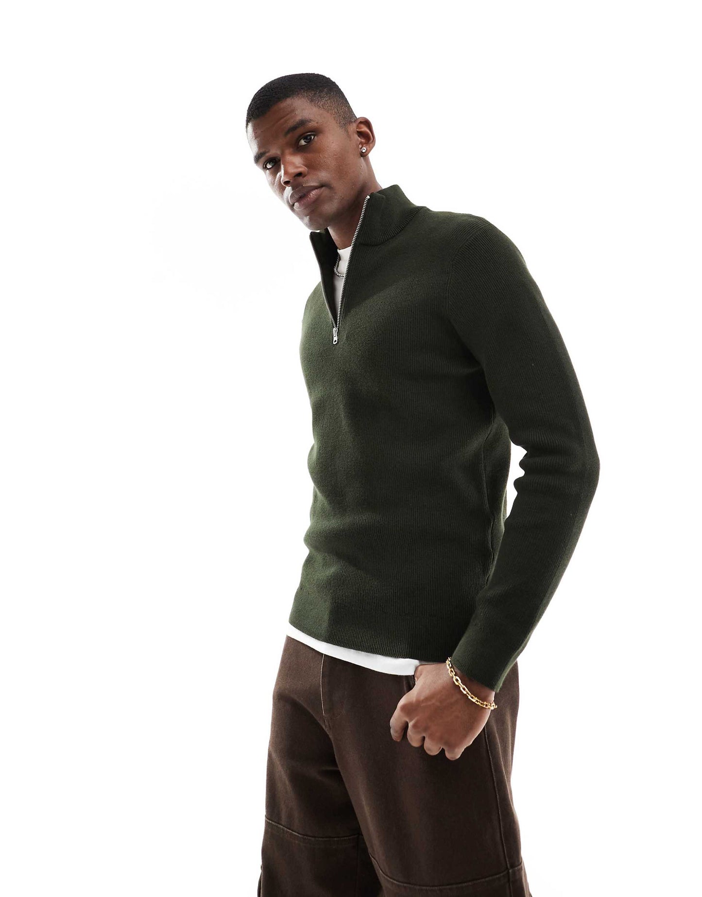 Ribbed Half Zip Jumper