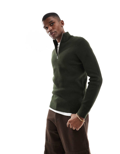 Ribbed Half Zip Jumper