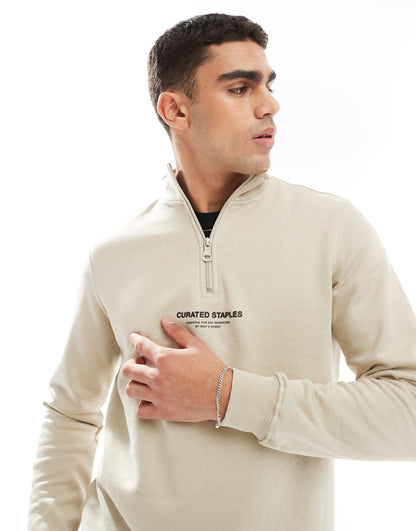 Curated High Neck 1/4 Zip Sweater