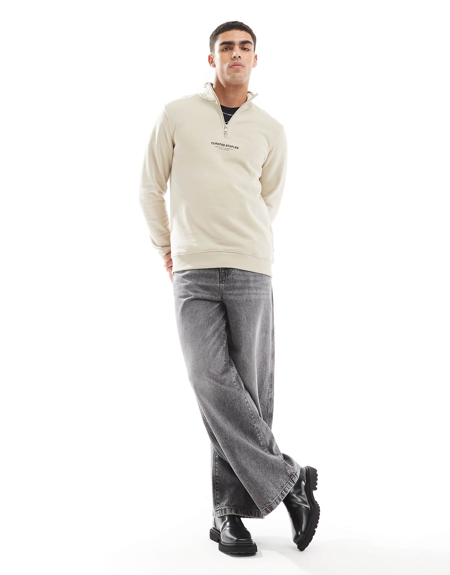 Curated High Neck 1/4 Zip Sweater