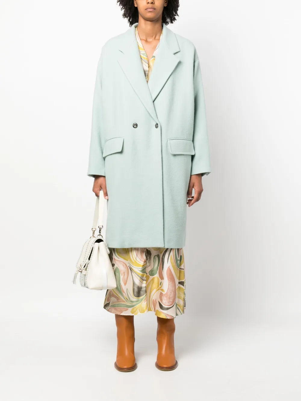Double-Breasted Buttoned Wool Coat