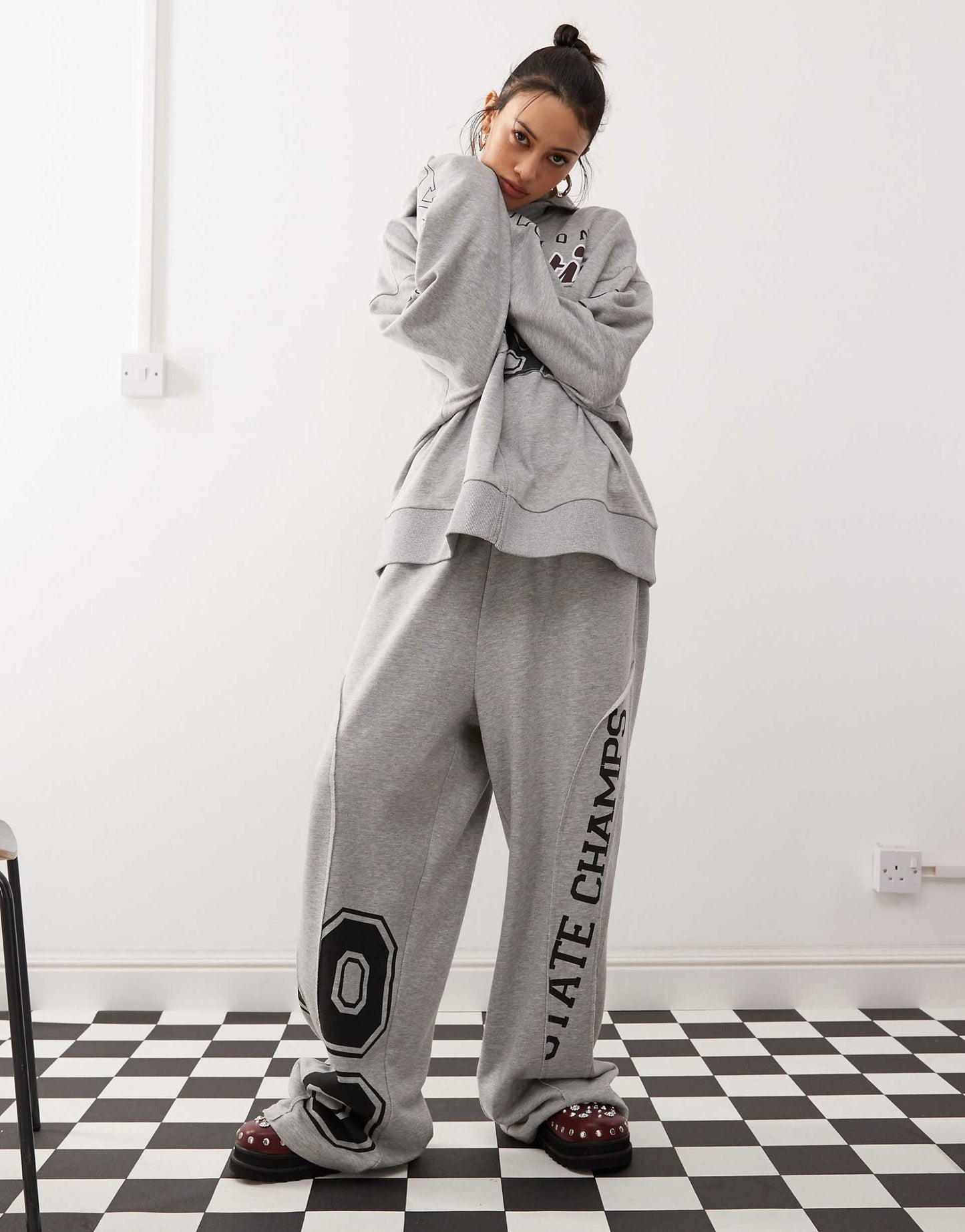 Oversized Zip Through Hoodie With Applique Co-Ord