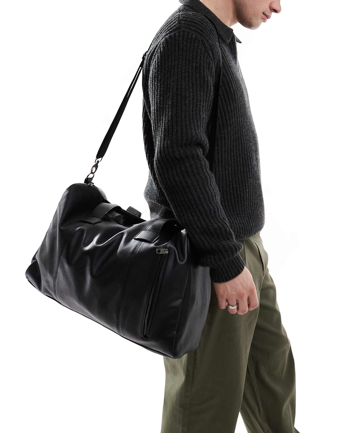 Faux Leather Weekend Holdall Bag