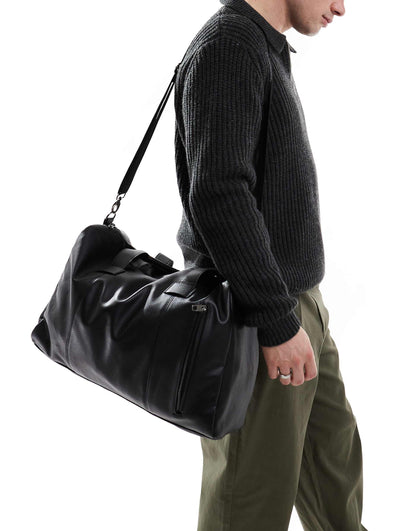 Faux Leather Weekend Holdall Bag