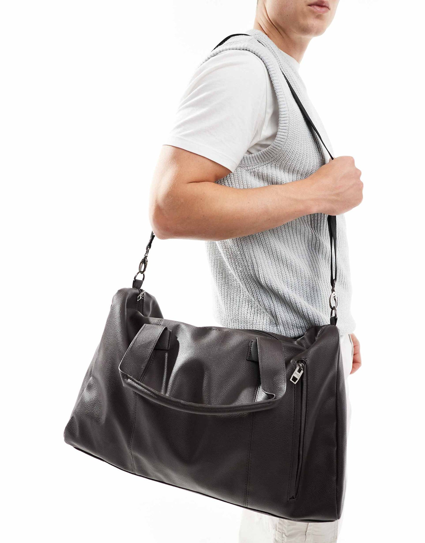 Faux Leather Weekend Holdall Bag