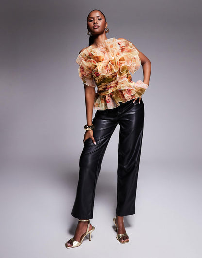 Organza Top With Ruffle Details