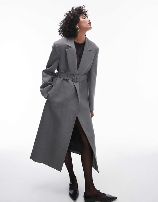Capsule Structured Wool Coat With Belt