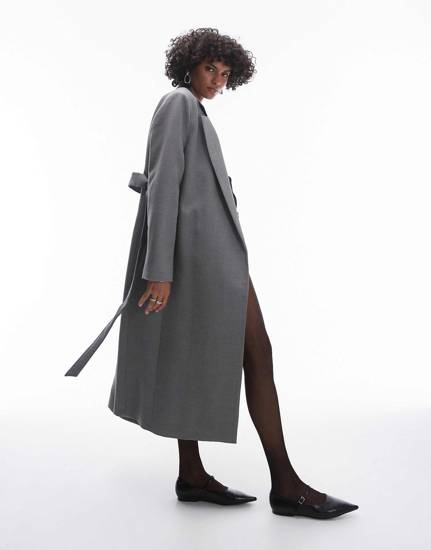 Capsule Structured Wool Coat With Belt