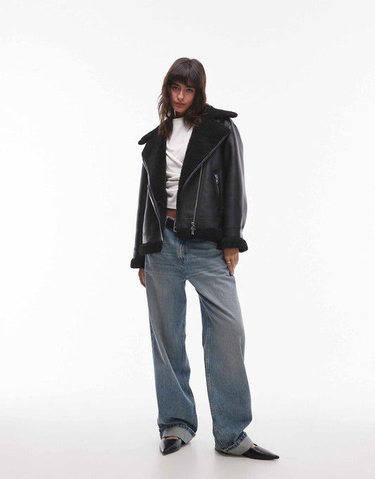 Oversized Shearling Aviator Jacket