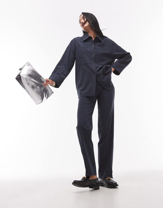 Pleat Front Slim Leg Pinstripe Trouser Co-Ord