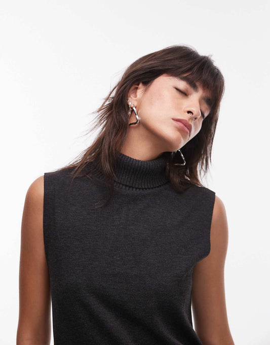High Neck Sleeveless Knitted Top Co-Ord