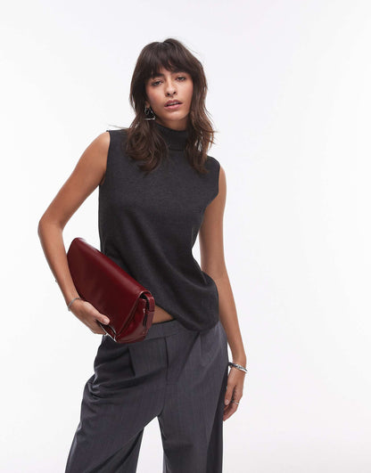 High Neck Sleeveless Knitted Top Co-Ord