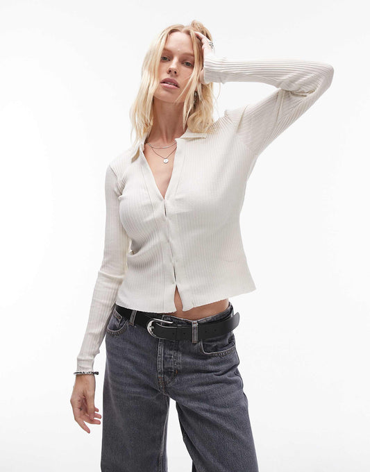 Clasp Detail Deep V-Neck Jumper