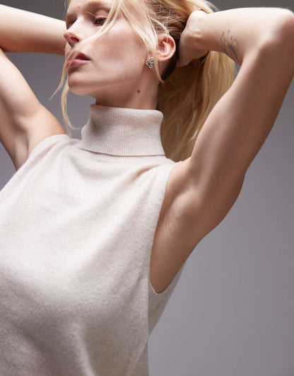 Roll Neck Sleeveless Tank Top