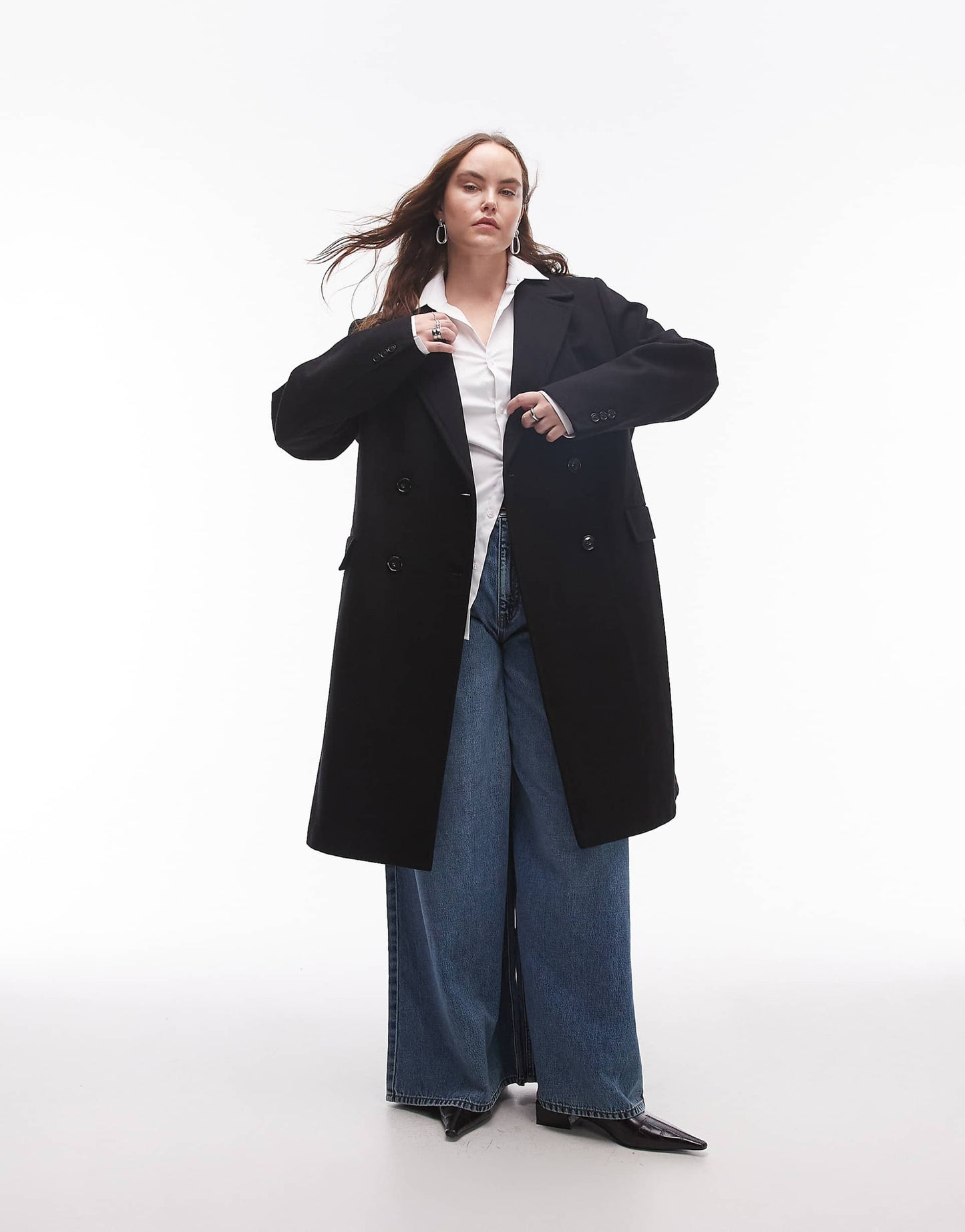 Curve Double Breasted Wool Coat
