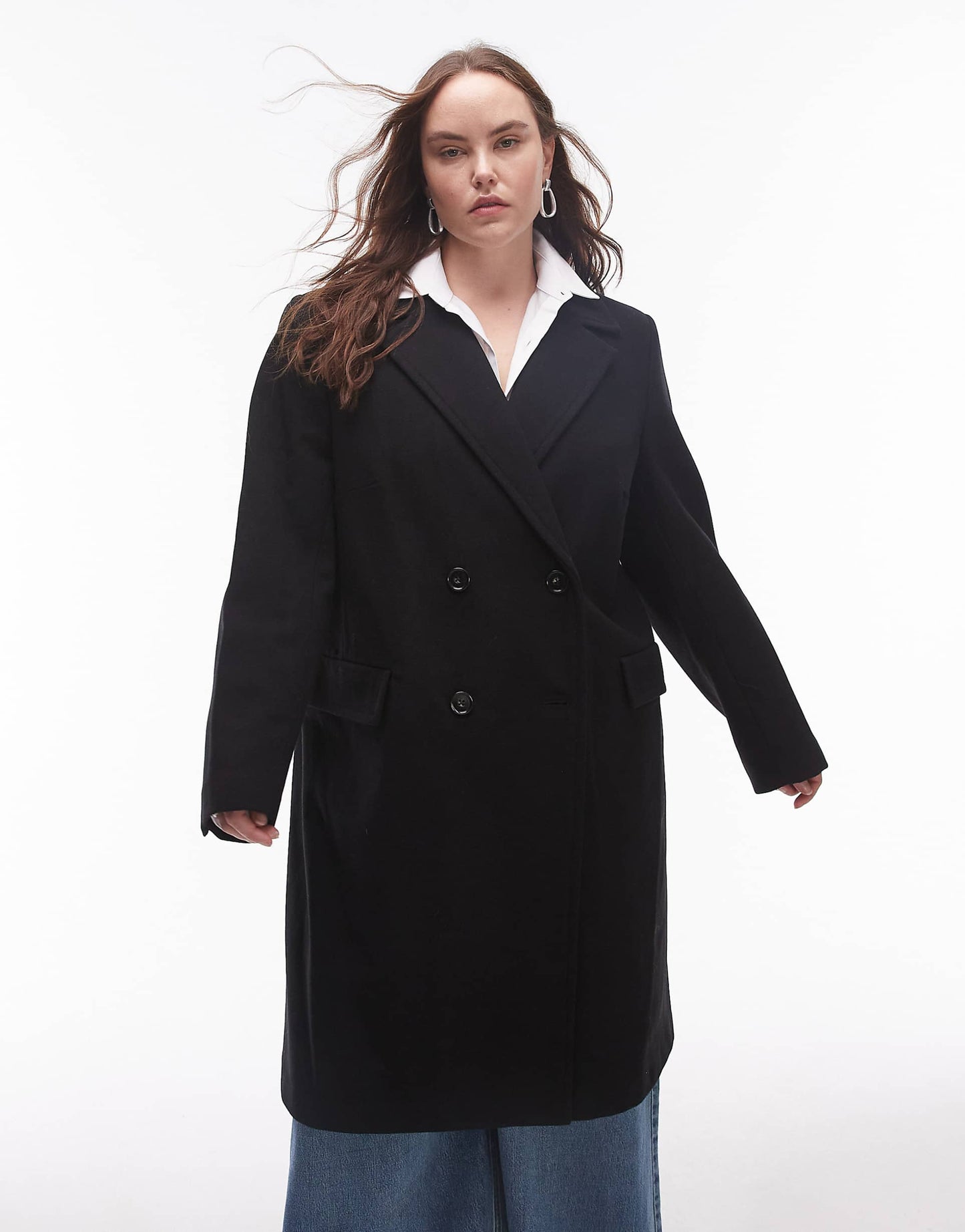 Curve Double Breasted Wool Coat