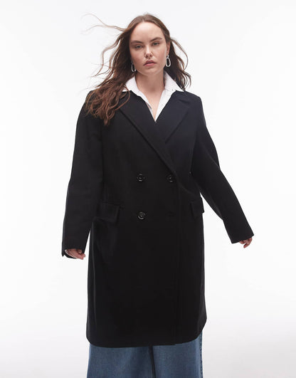 Curve Double Breasted Wool Coat