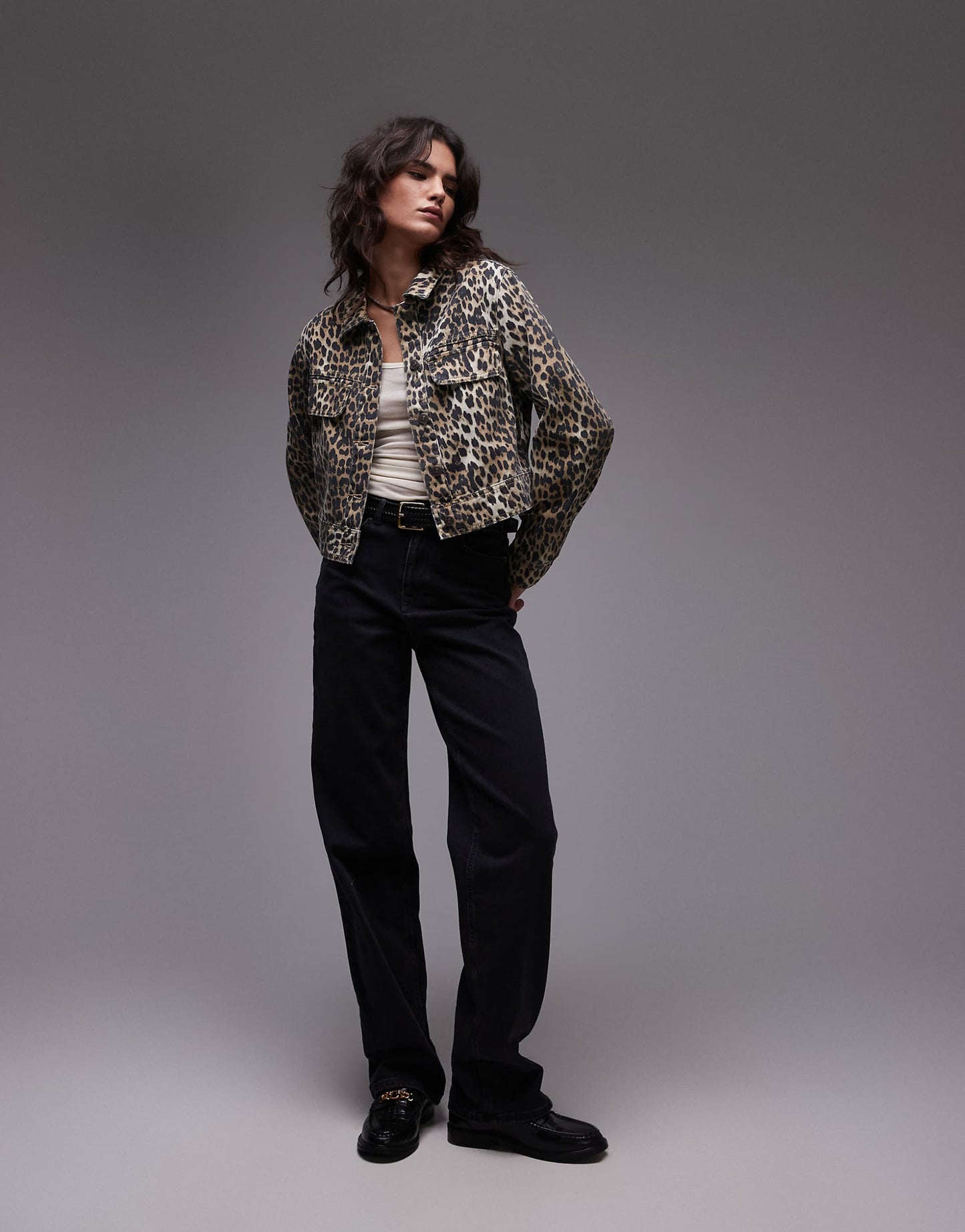 Leopard Print Denim Jacket