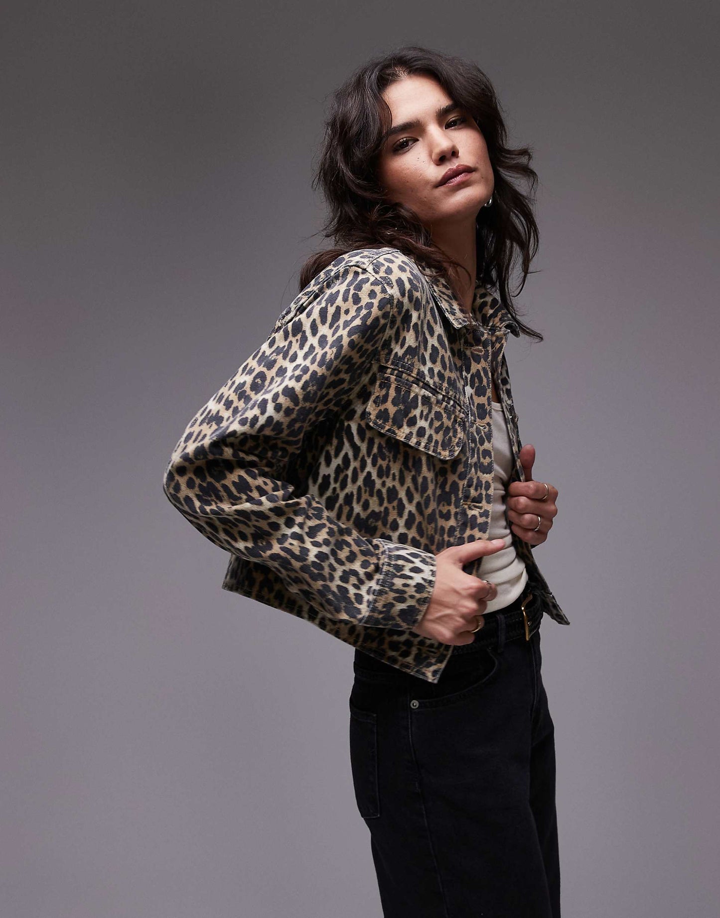 Leopard Print Denim Jacket