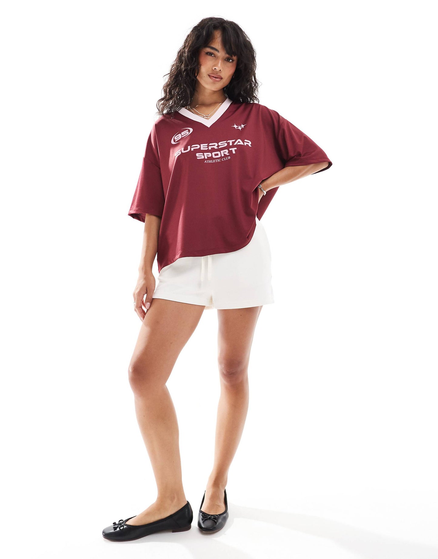 Oversized Varsity Shirt With Sports Graphic