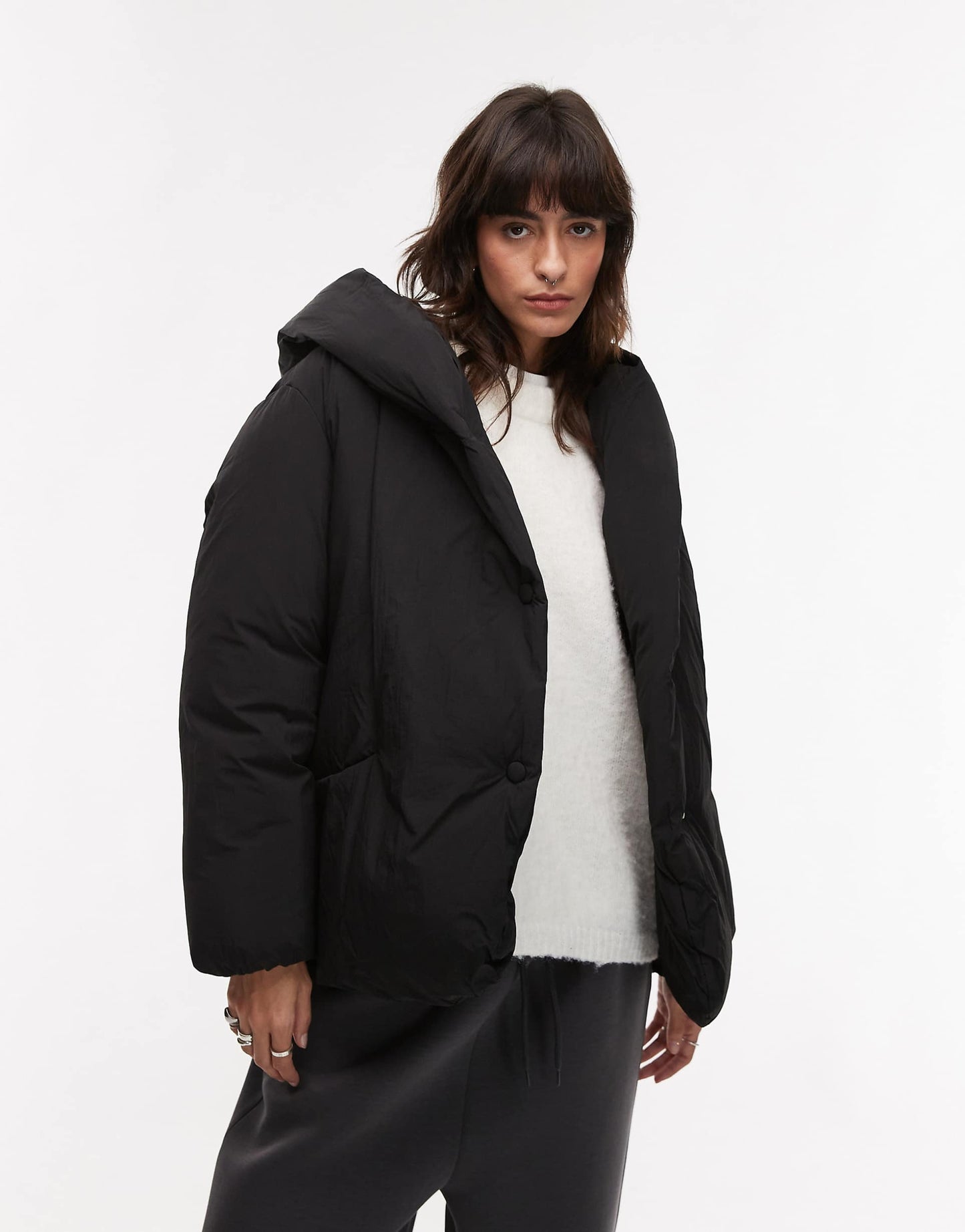 Oversized Relaxed Collar Puffer Coat