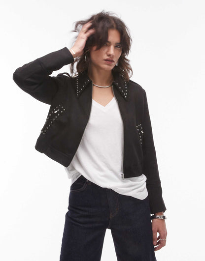 Studded Collar Western Jacket