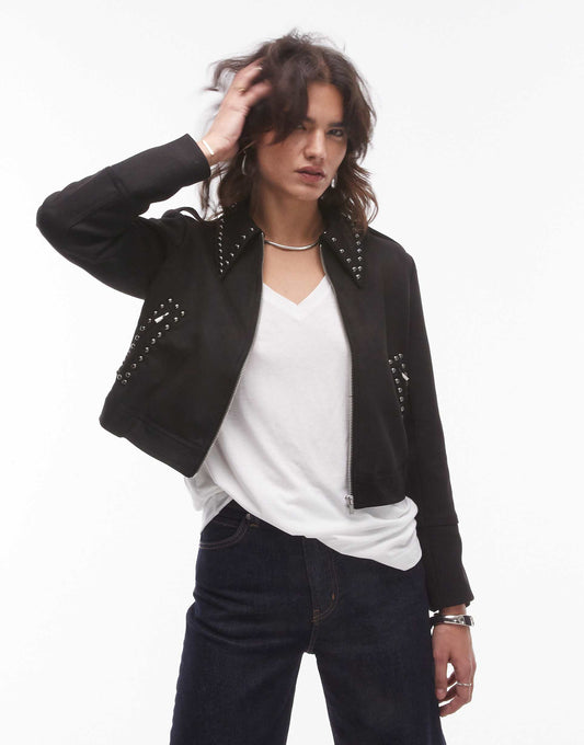 Studded Collar Western Jacket