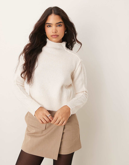 Ridged Edge High Neck Jumper