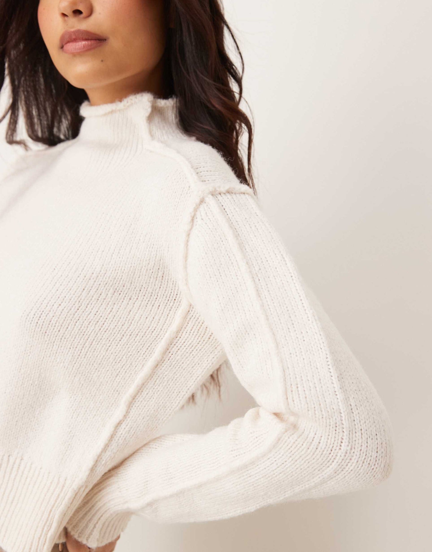 Ridged Edge High Neck Jumper