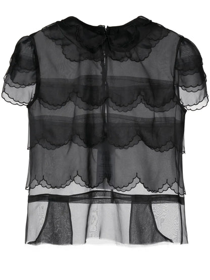 Flounced Silk Blouse