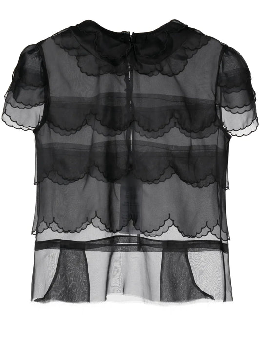 Flounced Silk Blouse