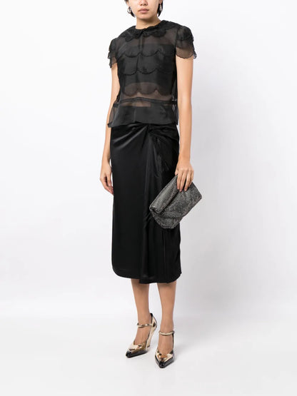 Flounced Silk Blouse
