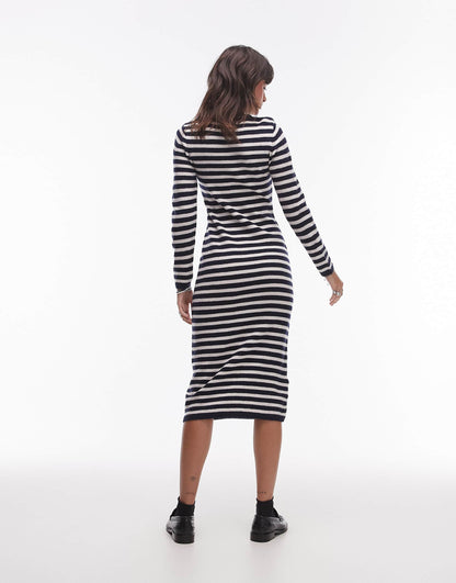Knitted Striped Midi Dress