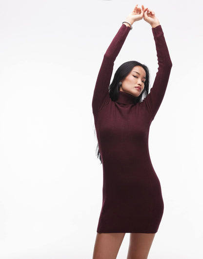 High Neck Mini Knitted Dress