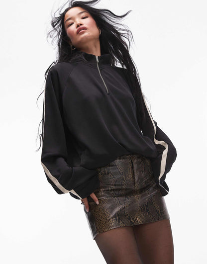 Leather Look Snake Print Mini Skirt