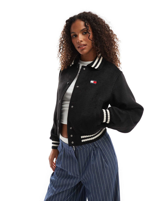 Cropped Wool Varsity Jacket