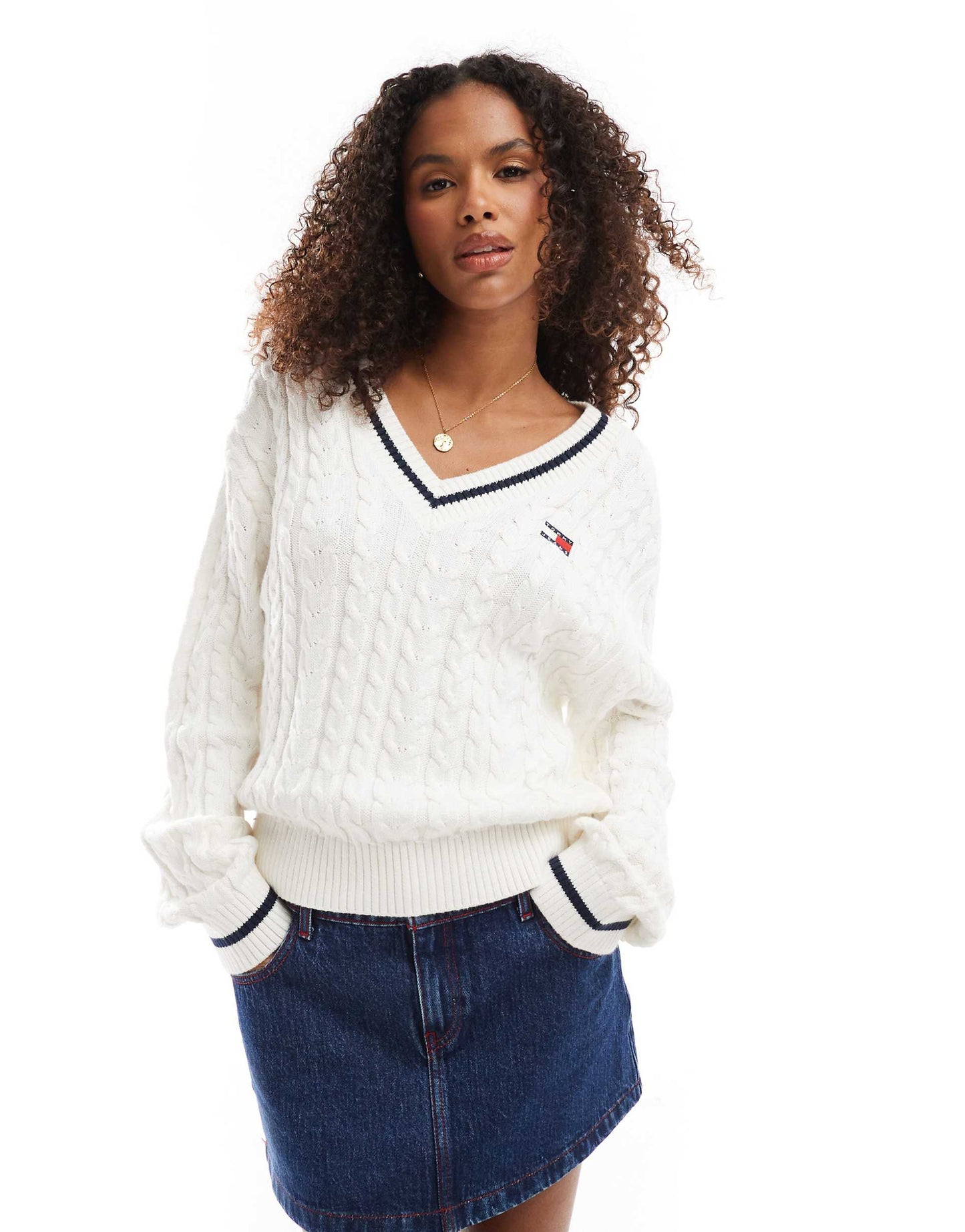 V Neck Cable Knit Jumper