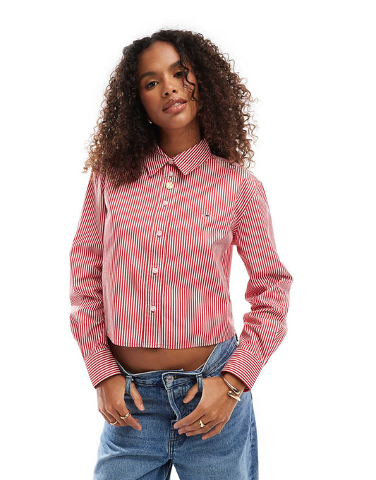 Crop Poplin Stripe Shirt
