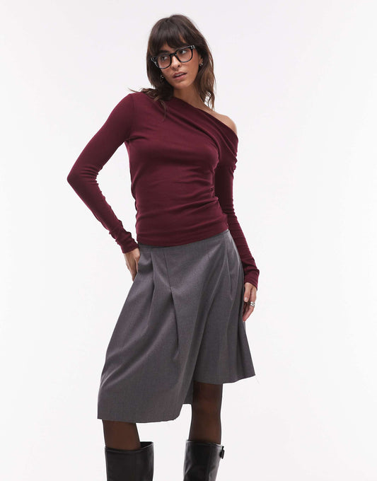 Boat Neck Top Long Sleeve Top