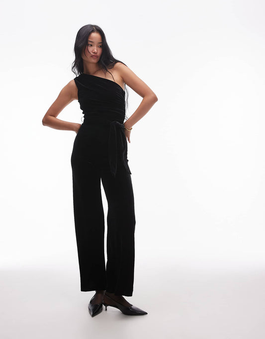 One Shoulder Straight Leg Jumpsuit