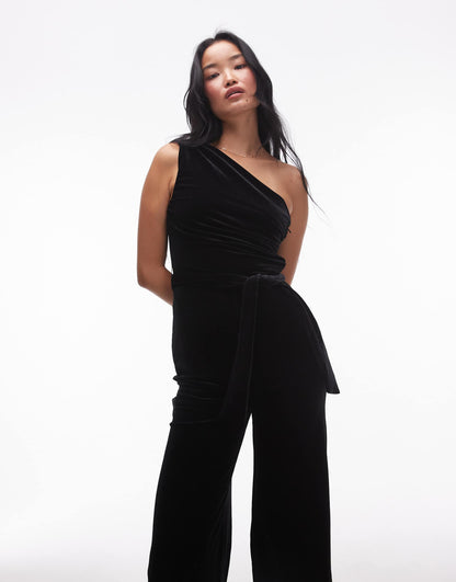 One Shoulder Straight Leg Jumpsuit