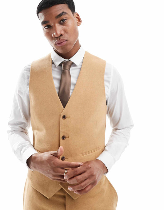 Slim Suit Waistcoat With Wool