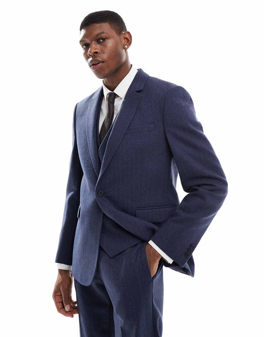 Slim Suit Jacket With Wool