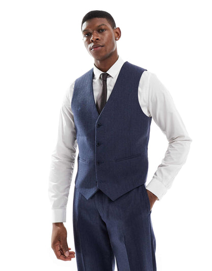 Slim Suit Waistcoat With Wool